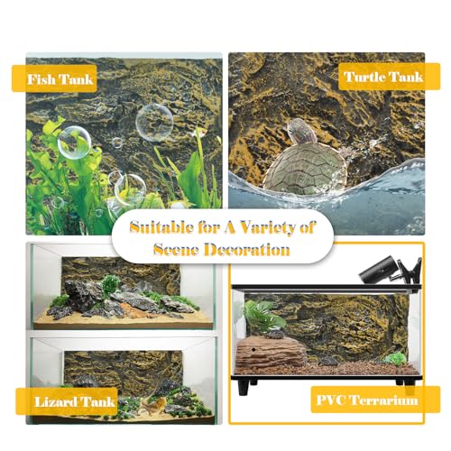 Reptile Tank Background Board Rock Terrarium Cork Background Board 3D Wall Backdrop Aquarium DéCor Backgrounds Amphibian Habitat Decoration for Lizards Leopard Gecko Bearded Dragons Turtle