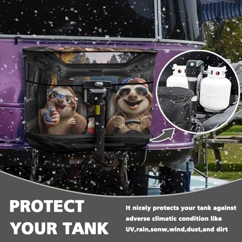 American Funny Sloth 20lb RV Propane Tank Cover Travel Trailer Propane Tank Cover Replacement Covers for RV/Trailer/Camper, RV Parts RV Accessories - color: American Funny Sloth, size: S(20LB)