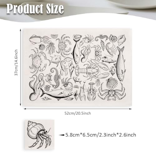 SUPERDANT 4PCS Marine Life Underglaze Paper Transfer Lobster Fish Crab Transfer Papers for Clay Ceramic Porcelain Under Glaze Transfers for Pottery Enamel Decals Black Decal Handcrafted Gifts - style: Marine Life