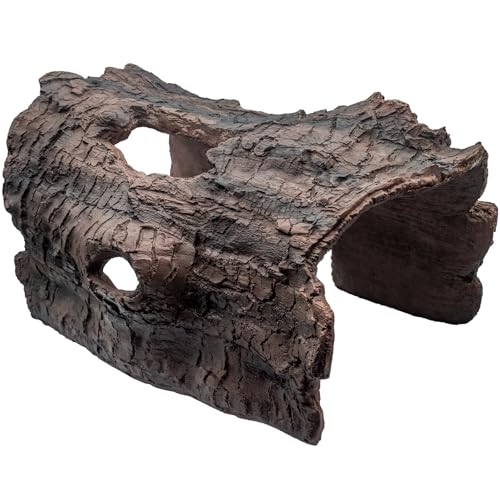 Faux Log Fish Cave, Fish Hide & Aquarium Cave for Koi Pond Decor All-Weather Predator Protection Shelter Durable Pond Decorations for Ponds, Aquariums and Terrariums