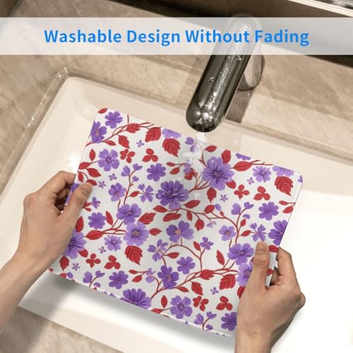 Red Purple Flower Gaming Mouse Pad Anti-Slip Rubber Base Square Mouse Mat for Home Computer Mousepad 7 X 8.6 in - color: Red Purple Flower, size: 8.6L x 7W inches