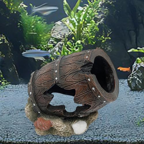 Fish Tank Decoration Rock Cave House Landscaping Figurine Aquarium Hideaway Barrel Fish Tank Ornament Barrel