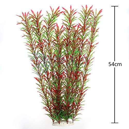 Norgail Large Aquarium Plants Artificial Plastic Fish Tank Plants Decoration Ornaments Safe for All Fish 21 Inches Tall (1pcs Red&Green) - color: 3