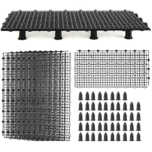 8pcs Aquarium Fish Tank Divider Filter Bottom with Bracket, Plastic Egg Crate Grid (11.6X5.7inch) for Fish Tank Separation, Bottom Filtration & DIY Aquascaping (Black, 48 Brackets) - color: Black, size: 8pcs