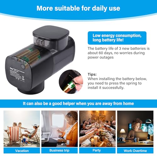 hygger Automatic Fish Feeder for Aquarium: Auto Fish Food Dispenser with Timer,quantitative and Fixed-Point Feeding System for Betta Turtle Small Tank - Aquarium Vacation Feeder with 3 AAA Batteries