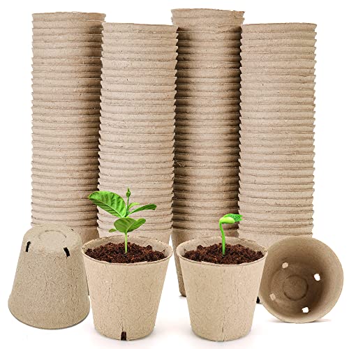 YESIACE Peat Pot, 126 Packs 3.15 Inch Seed Starting Pots with Drainage Holes Round Nursery Pot, Biodegradable Round Plant Seed Starter Peat Pots Germination Seedling Trays - size: 3.15 inch Round