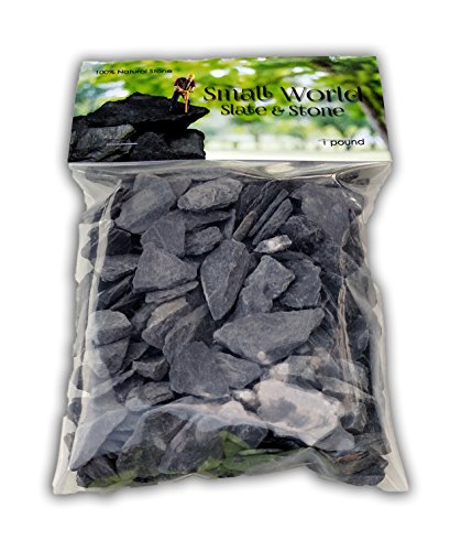 Natural Slate Stone -1/2 to 1 inch. Perfect Size for Miniature or Fairy Gardens, Aquariums, Reptiles, Terrariums, Model Railroads, Dioramas & Wargaming (2lbs Grey) - style: 2lbs grey