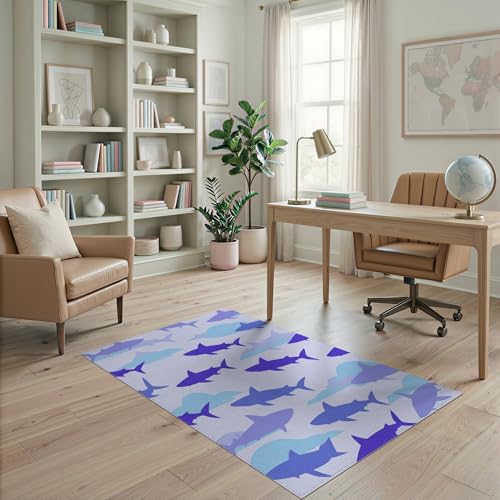 4'x6' Washable Flatwoven Rug, Light Blue Graphic Cloud Easy Care Throw Carpet for Dorm Room, Small Living Room, Apartment, Stain Resistant Low Profile Floor Covering | Ref:2069997 - color: Blue/Pattern 1, size: 4' x 6' (Rectangular)