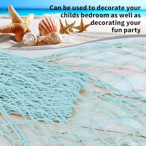 ZUEXT Fish Netting Decoration Light Blue 80x40 Inch, 2 Pack Large Picture Fish Net,Wall Photo Hanging Fishnet for Nautical Mermaid Pirate Ocean Theme Hawaii Beach Under The Sea Party Decoration - color: Light Blue, size: 80" x 40" - 2 Pack