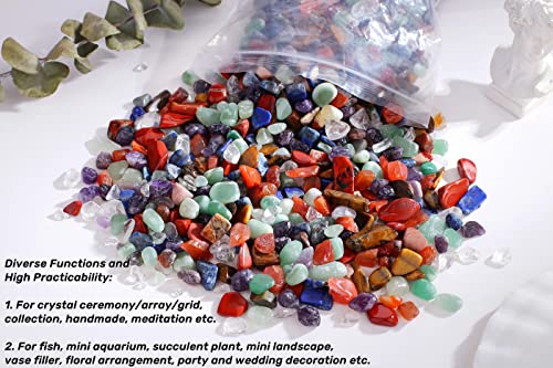 7 Chakra Mixed Crystal Polished Aquarium Gravel Stones Tumbled Stone Rocks Colorful Crushed Reiki Healing Crystals Quartz Home Betta Fish Tank Succulent Vase Filler Landscape Bottom Ornament 0.55lbs - color: Multi-colored - 7 Chakra, size: 0.55 Pound