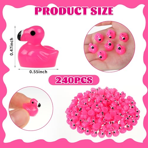 BeadRiver 240PCS Mini Flamingo Resin Ducks Set Miniature Flamingo Gifts Tiny Animal Figurines Toy Bulk for Garden Decor DIY Craft Micro Landscape Fairy Party - style: 240 Pcs Mini Flamingo