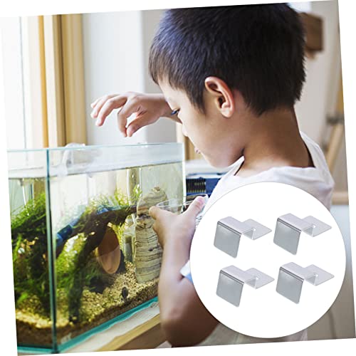4pcs Stainless Steel Aquarium Lid Holders Sturdy Glass Cover Brackets for Fish Tanks for Open Aquariums Turtle Tanks and Practical Support Clips for