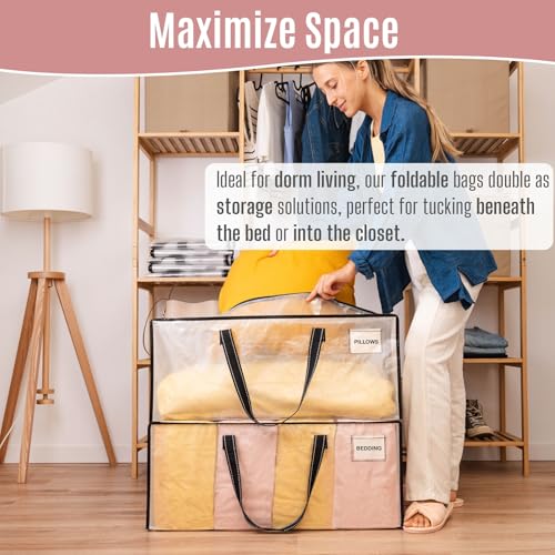 VENO 10 Pack Heavy Duty Moving Bags, Clear Packing Bags for Easy Visibility, Alternative to Moving Boxes, Storage Bins for Clothes, Blankets, Comforters, College Dorm Essentials (Clear, 10 Pack) - color: Clear, size: 10 Pack