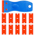 Double Edged Plastic Razor Blade Scrapers Knife with Contoured Grip for Scraping Labels and Decals Sticker From Glass, Windshields and Auto Window Tint Vinyl Tool Application(Scraper with 10 Blades) - color: Scraper+10 Blades
