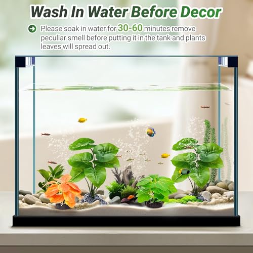 GOZILLA Fish Tank Plants, Reptile Artificial Plastic Plants, Reptile Plants for Terrarium, Aquarium Decorations Resin Pedestal Ornaments for Fish Tank Accessories Set.(4PCS/A-Set) - color: 4 Pcs/ a Set