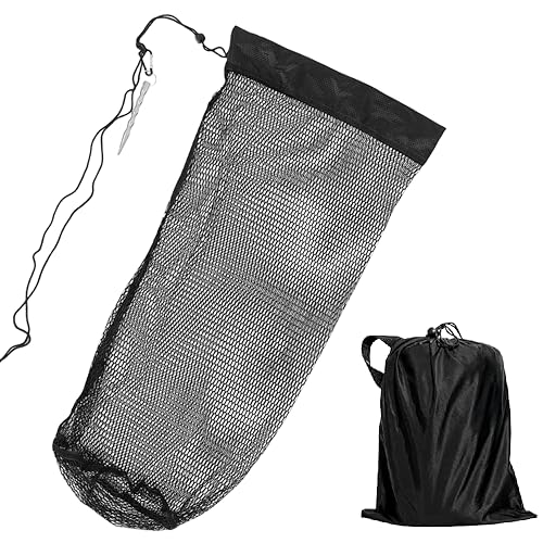 1Pcs Fishing Bag Collapsible Fish Collection Bag Portable Nylon Fishing Net Drawstring Fishing Lure Holder Diving Catching Netting Fish, Black