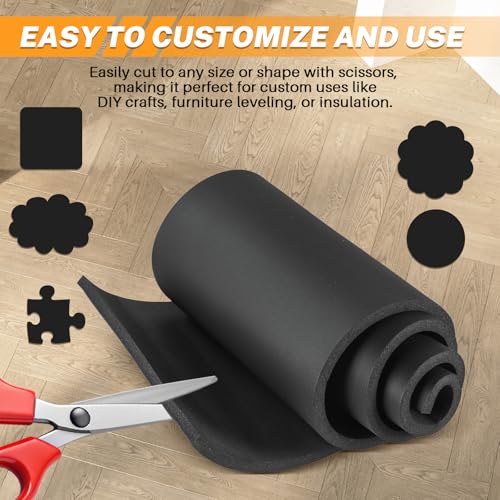 MAOPINER Sponge Neoprene Foam Rubber Sheet, Closed Cell Foam Sheet Padding Gaskets, Versatile Adhesive Neoprene Foam Sheets for DIY Projects and Crafts (1, Black, 1/4" Thick × 13" Wide × 80" Long)