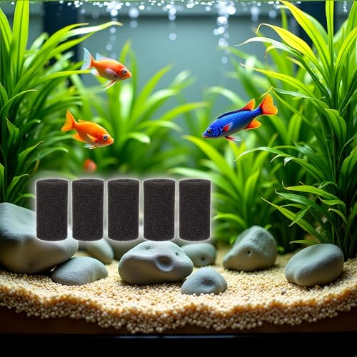 5Pcs Black Aquarium Filter Sponges,Aquarium Pre-Filter Sponges Filter Intake Sponge Strainer Foam Guard Cover Aquarium Filter Accessories for Freshwater and Saltwater Fish Tank（L