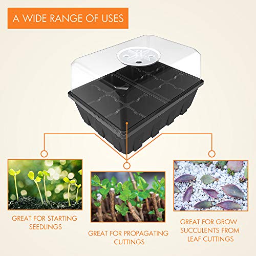 Gardzen 20 Pack Seed Starting Tray, Plant Germination Trays, Seed Starter Kit with Adjustable Humidity Vented Dome, Plant Growing Kit 6.6" x 4.5", Total 240-Cell, Clear - color: Clear, size: 20-Pack