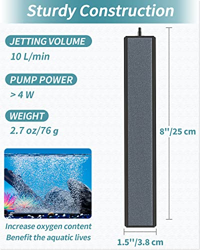 Pawfly 8 Inch Air Stone Grey Mineral Bubble Stone Bar Diffuser Bubbler Airstones for Air Pump, Aquarium, and Fish Tank - size: Grey