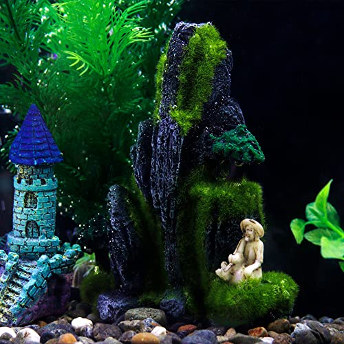 NW Wholesaler 6 Inch Mossy Mountain Fish Tank Decoration - Aquarium Fish Habitat Accessory for Freshwater and Salt Water Fish Tanks - style: Mudman Mountain