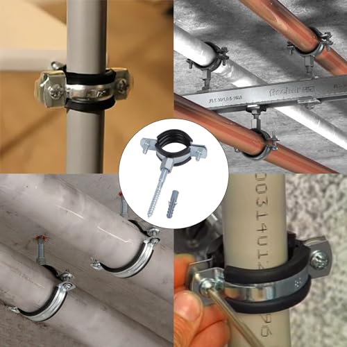 6 PCS Split Ring Pipe Hanger, Heavy Duty Adjustable Pipe Bracket Clamp with Screw & Expansion Tube, Wall Ceiling Mount Galvanized Iron Pipe Strap Supports Fit for Pipe OD 1.5-1.7 Inch(38-43mm) - size: Fit For Pipe OD 1.5-1.7 inch (38-43mm)