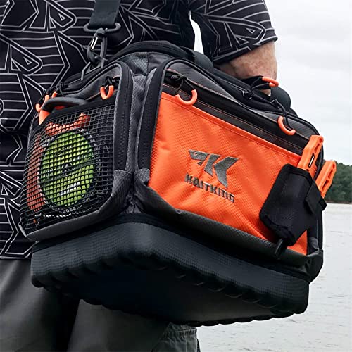 KastKing Fishing Gear & Tackle Bags - Saltwater Resistant Fishing Bags - Fishing Tackle Storage Bags - color: A1: Medium-Hoss(Without Trays, 15"x11"x10.25")-Orange