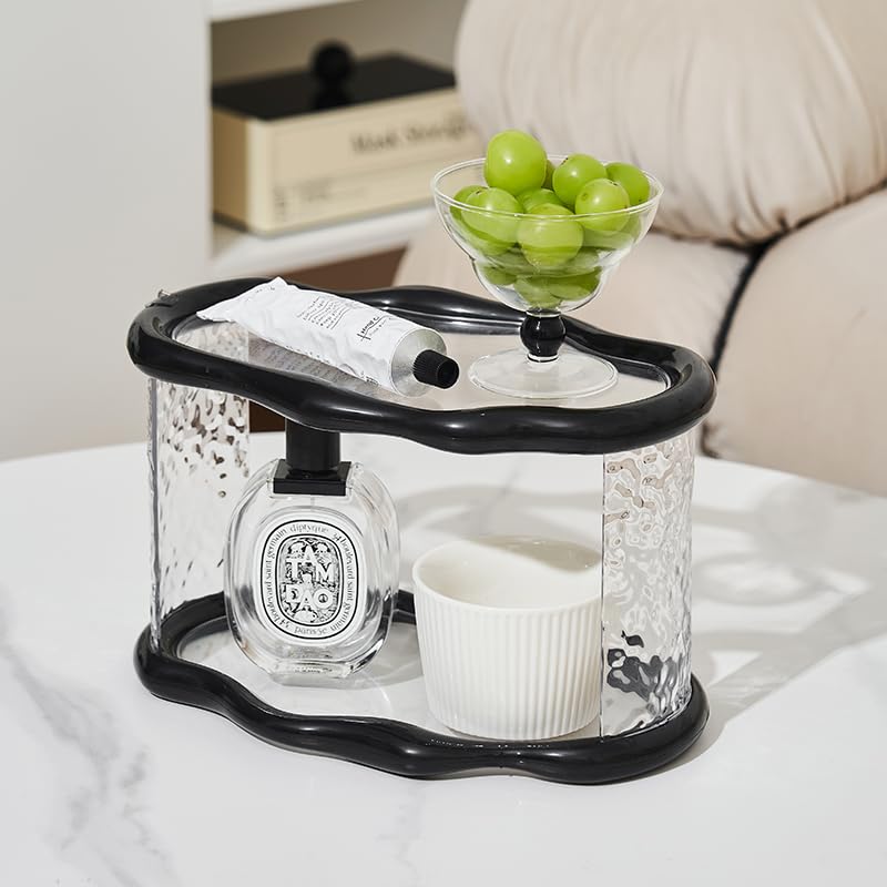 Bathroom Countertop Organizer, 2 Tier Bathroom Organizer and Storage, Acrylic Vanity Organizer Standing Holder Shelf, Perfume Makeup Skincare Cosmetic Desk Organizer for Bedroom Dressing Table, Black - color: Black 1 - Acrylic