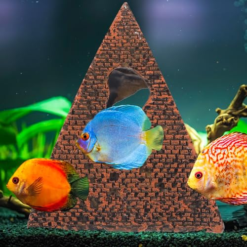 1PC Pyramid Aquarium Fish Tank Decorations Small Hideout House Statues Figurine Sculpture Ancient Egypt Reptile Turtle Lizard Spider Tanks Terrarium Egyptian Décor Ornament Pet