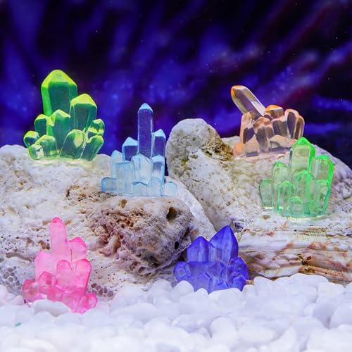 MIUPOO Glow Crystal,Betta Stones,Glow in The Dark Crystal,Bonsai Decor,Chips Stone Small Decorative,Fish Tank Decor,6 Colors,12 Pieces. - color: 6 Color