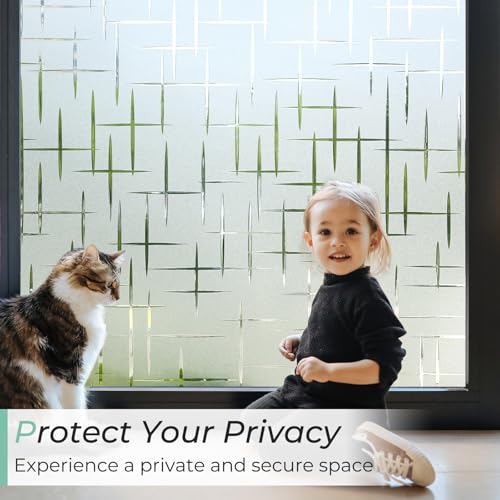 DOWELL Window Privacy Film Frosted Glass Window Film, Sun Blocking Non-Adhesive Glass Cling, Decorative Door Sticker, Self Static-Cling Tint Covering for Home Office, Cross Pattern 17.5" x 157.5" - color: Frosted Cross, size: 17.5" X 157.5"