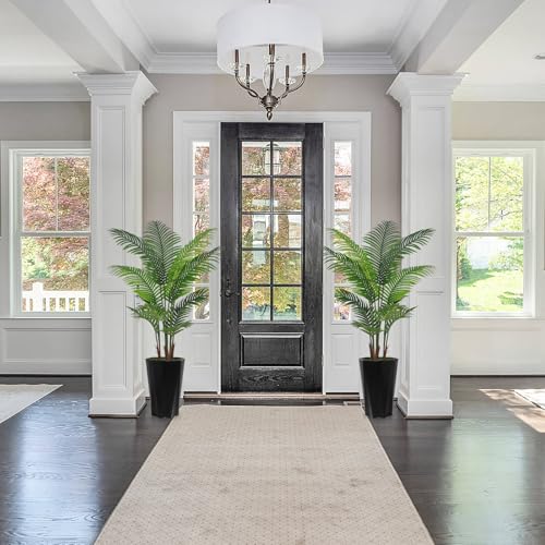Artificial Palm Tree 5FT - Faux Plant with Black Diamond Planter - Tall Fake Tropical Areca Floor Plant Potted - Artificial Silk Tree for Home Office Living Room Decor Indoor - color: Black