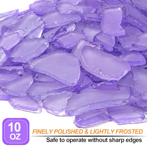 Keedolla Tumbled Sea Glass for Crafts - 10 OZ Flat Frosted Seaglass Pieces for DIY Art Crafts, Vase Filler, Beach Weddings, Aquarium and Home Decor - Lavender - color: Lavender, size: 10 OZ / 0.63 LB