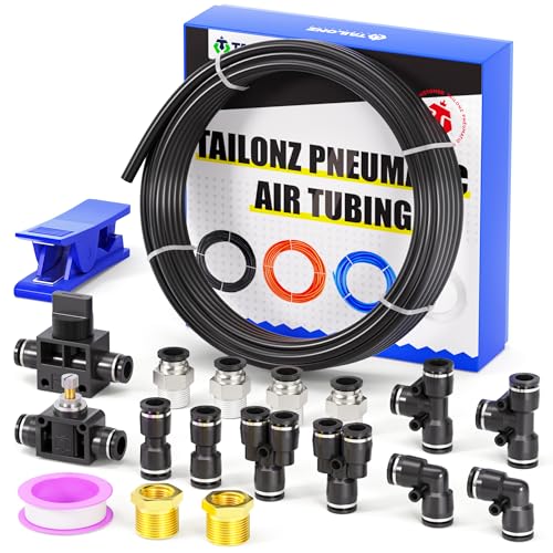 TAILONZ PNEUMATIC Black DOT 1/4 Inch od 10 Meter 32.8ft Nylon Air Tubing Kit Pipe Hose Air Line Tubing Or Fluid Transfer Pneumatic tubing - size: 1/4"OD, style: Black Nylon Air Hose