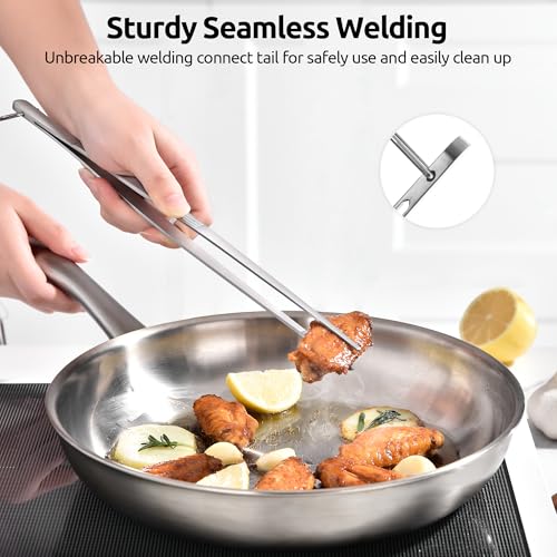 U-Taste 12in Long Kitchen Cooking Tweezer: 18/8 Stainless Steel Food-Grade Metal Food Tong, Flexible Pinching, Seamless-Welding, Sturdy and Non-Slip for Serving, Grilling, Frying, Baking (Pointed Tip) - size: 12in (pointed tip)