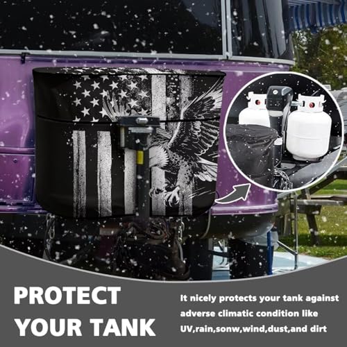 Black American Eagle 20lb Propane Tank Cover with Zipper Dust-Proof RV Propane Tank Cover Weather Resistant Gas Cylinder Covers - color: Black American Eagle, size: S(20LB)