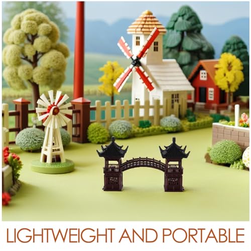 Ipetboom Fairy Garden Pavilion Figurine: Mini Pagoda with Bridge Statue Miniature Zen Garden Accessories for Micro Landscape Aquarium Dollhouse Decor