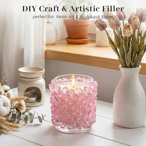 DomeStar Pink Fake Ice, 150PCS Acrylic Fake Diamonds, Plastic Crystals Gems, Vase Fillers DIY Craft Makeup Brush Rocks Wedding Party Table Centerpieces Scatter Decorations - color: Light Pink