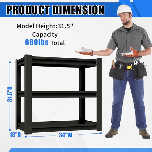 3-Tier Metal Aquarium Stand, 34" W x 18" D x 31.5" H, Adjustable Heavy Duty Fish Tank Rack, 660 lbs Capacity, Antique White (Black) - color: Black