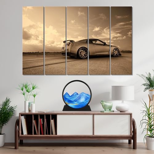 Moving Sand Art Picture - Round Glass 3D Deep Sea Sandscape - 3D Quicksand Painting Decor - Relaxing Home Decoration Desk Figurine for Office, Home, Desk, Mantle, Bookshelf - (Blue, 12 in) - color: Blue, size: 12in
