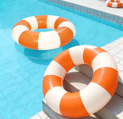 2 PCS Inflatable Pool Floats for Swimming Pool Party Lake Beach Adults - Floaties Pool Tubes Swim Rings Tubes Floaties for Beach Pool Party Decorations - color: Orange, size: 29"