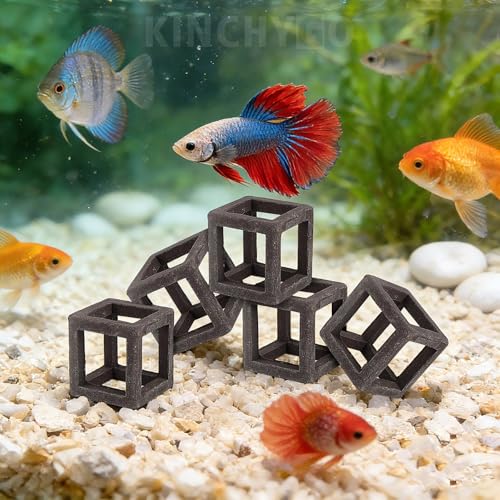 5 Pack Ceramic Aquarium Cave, Cube Shrimp Hideaway Breeding Shelter Fish Tank Decor Ornament