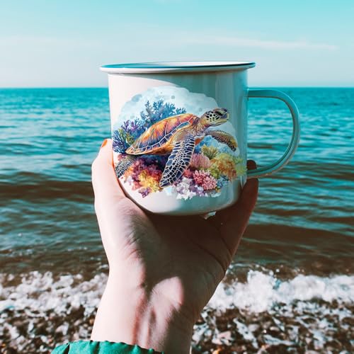 GLOBLELAND 18 Sheets Summer Sea Turtle Transfer Stickers 3.9x3.6inch Ocean Animal Colorful Transfer Decal Rub on Transfer for Furniture Vase Glass Art Crafts Decorations - style: Sea Turtle