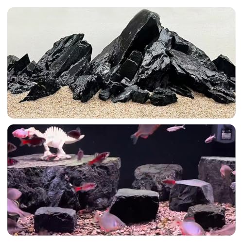 Unocho Aquarium Rocks 40lb Natural Stone for Aquariums Landscaping Paludarium Model Tank Decoration Aquascaping Amphibian Enclosures Garden(3"-10"-12pcs) - size: 40LB(12pcs)3-10in.