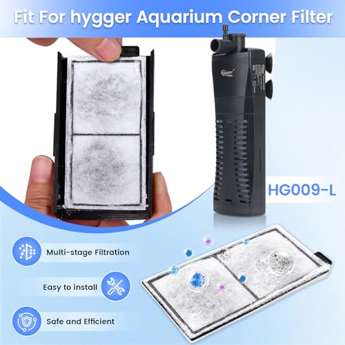 hygger HG009 Aquarium Filter Replacement Carbon Filter Cartridges 4 Pcs with Triangle Filter Sponge 3 Pcs (L) - size: L