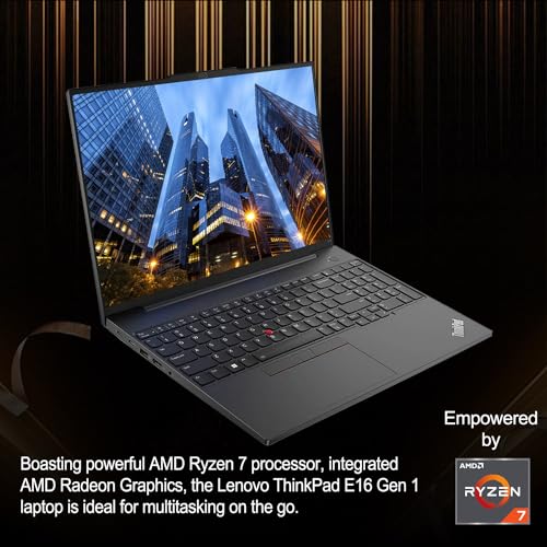 Lenovo ThinkPad E16 Gen 1 Business Laptop, 16" FHD+ Display, AMD Ryzen 7 7730U, 24GB RAM, 512GB SSD, Backlit Keyboard, Fingerprint Reader, HDMI, RJ-45, Wi-Fi 6, Windows 11 Pro, Black - size: 24GB RAM | 512GB SSD