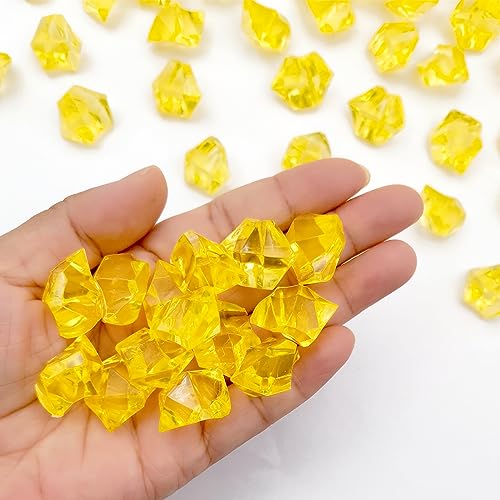 Yellow Vase Fillers for Home Decor, Fake Crushed Ice Cubes, Vase Fillers, 150 pcs Reusable Fake ice Cubes for Photography Accessories Props Decoration for Wedding - color: Yellow-16*22mm-150pcs