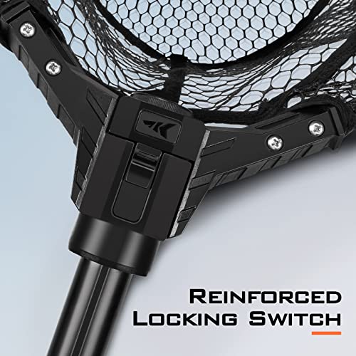 KastKing Brutus Fishing Net, Foldable Extendable Fish Landing Net, Lightweight & Portable Fishing Net with Soft EVA Foam Handle, Holds up to 44lbs/20KG, Fish-Friendly Mesh for a Safe Release - size: 45" Total Length(not extendable), style: Pvc Net