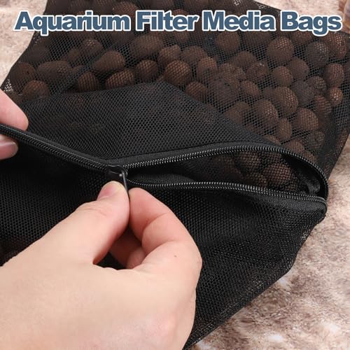 Aquarium Filter Media Bags, Fish Tank Fine Mesh Bag with Zipper Reusable Versatile 16 x 12 Inch, (Black, 10Pcs), Intended for Fish Tank/Aquarium/Pond/Activated Carbon/Ceramic Rings - color: white, size: 16 x 12 in
