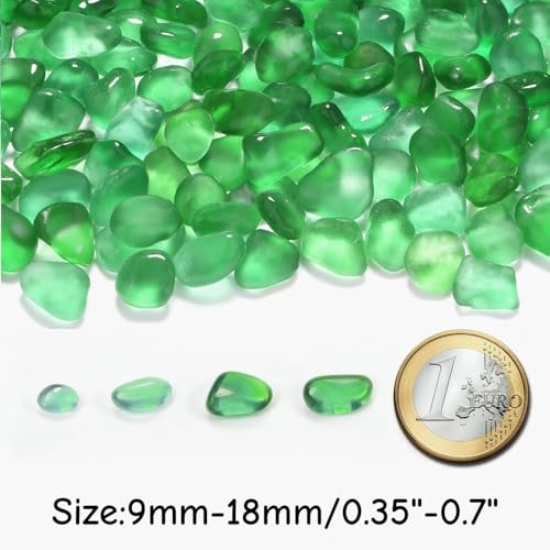 YATOJUZI Aquarium Gravel Fish Tank Rocks 0.85lb Sea Glass Stones for Crafts Decorative Frosted Glass Pebbles for Aquarium Fish Tank Vase Filler DIY Home Decor (Green) - color: Green
